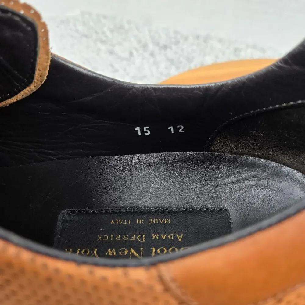 To Boot New York Mens 12 Cognac Brown Perforated Leather Triple Strap Trainer